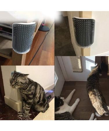 Kingtree Cat Self Groomer 2 Pack - Wall Corner Brushes for Cats - Soft Cat Scratcher and Grooming Massage Combs - Long and Short Fur Cats and Kittens - Pet Groomer and Massager Brush for Indoor Pets - Gray - Buy Online on GoSupps.com