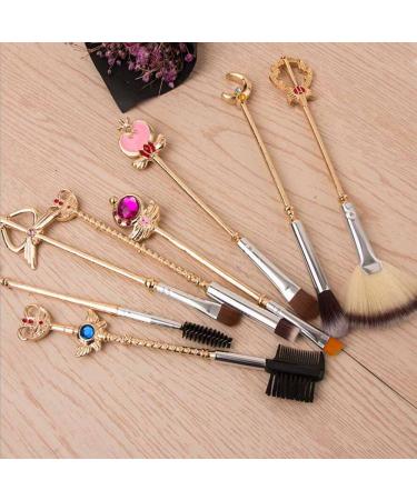 Coshine 8pcs Sailor Moon Makeup Brush Set with Pouch - Magical Girl Gold Cardcaptor Sakura Brushes and Cute Pink Bag - Buy Online on GoSupps.com