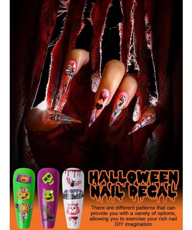Kalolary 12 Sheets Halloween Self-Adhesive Nail Stickers Halloween 3D Nail Art Stickers Mummy Skeleton Ghost Tombstone Halloween Pattern Nail Art Design Decoration Accessories (A) - Buy Online on GoSupps.com