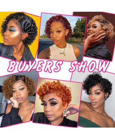 Ustylish Pixie Cut Blonde T27 Human Hair Wig | Short Curly T Part Wig for Black Women | Pre Plucked 13X4X1 Lace Front Wig - Buy Online on GoSupps.com