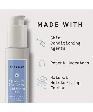 Naturium Quadruple Hyaluronic Acid Serum 5% - Hydrating Anti-Aging Face Moisturizer, Fragrance-Free, 1 oz - Buy Online on GoSupps.com