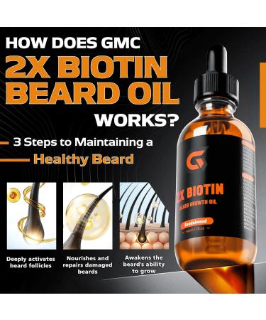 2X Biotin Beard Growth Oil for Men - Organic Argan & Jojoba Leave-In Conditioner Softener and Moisturizer for Mustache & Facial Hair Growth - 2fl.Oz - Buy Online on GoSupps.com