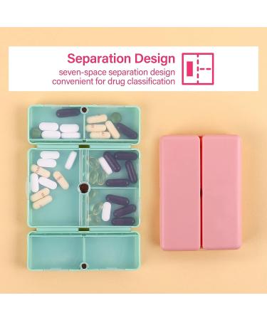 Magnetic Foldable 7 Day Weekly Travel Pill Organizer and Case - Portable Pill Box for Medication, Vitamins, and Supplements - Blue - Buy Online on GoSupps.com