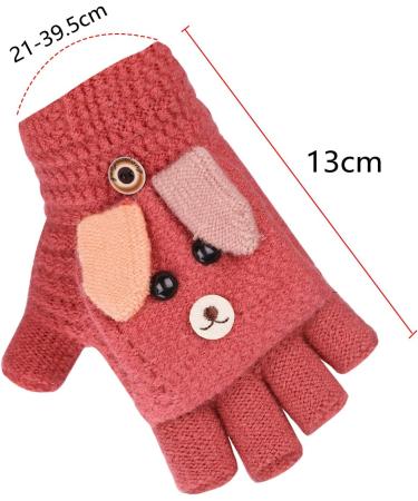 Kids Puppy Flip Top Half Finger Gloves for 3-8 Yrs - Puppy/Red - Buy Online on GoSupps.com