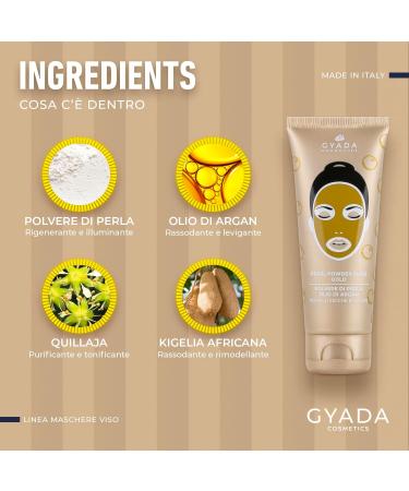  GYADA COSMETICS GYADA COSMETICS Pearl Powder Mask Gold Moisturizes and Repairs Face Mask Anti-Aging and Healing Action Suitable for Dry and Mature Skin with Pearl Powder and Argan Oil 75 ml - Buy Online on GoSupps.com