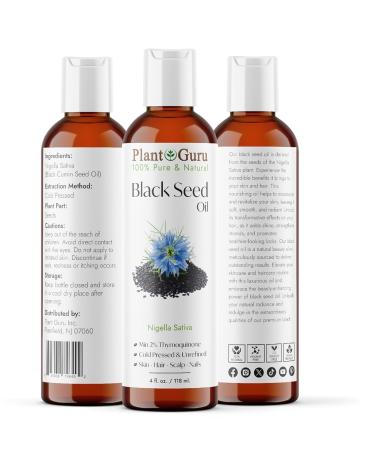 Black Cumin Seed Oil 4 fl. oz - 100% Pure Unrefined Cold Pressed Nigella Sativa for Skin Care Hair Growth & Massage - Buy Online on GoSupps.com