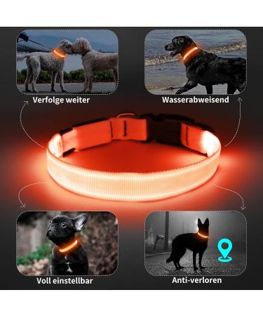 KOSKILL LED Dog Collar - Waterproof & Adjustable Bright Light Collar for Medium & Large Dogs (Orange L) - Rowable USB Rechargeable - Buy Online on GoSupps.com