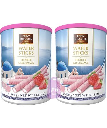 Pack of 2 wafer rolls with strawberry flavored cream 400 g