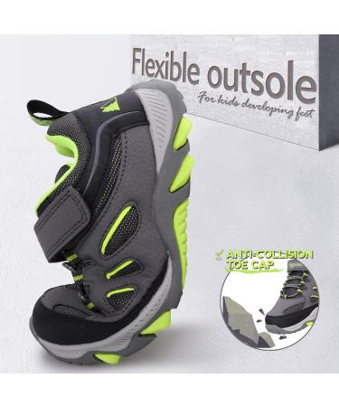 Eggseed Kids Trail Shoes - Water Repellent Sneakers for Boys, Grey/Green - Size 13 Little Kid - Buy Online on GoSupps.com