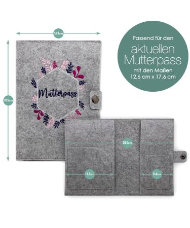 Cozy Racoon Mutterpass Cover - Pink Felt Hexagon | Made in Germany | Personalized Gift for Pregnant Mothers | Includes Pockets for Insurance Card & Ultrasound Images - Buy Online on GoSupps.com
