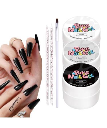 G n rique Gel Nail Kit Black and White Hollow Wave Design Gel Highly Pigmented Modeling Glue for Creative Line Work and 3D Nail Effects Smooth and Long-Lasting Application