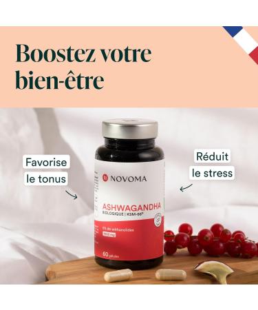 NOVOMA Ashwagandha KSM-66 1000 mg Anti-Stress & Sleep 5% Withanolides 60 Vegan Capsules Made in France - Buy Online on GoSupps.com