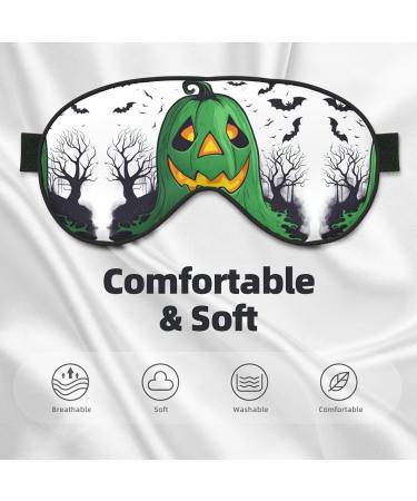 Green Ghost Horror Halloween Pumpkin Print Eye Mask | Ultra-Soft Light-Blocking | Perfect for Comfortable Sleep | International Shipping Available - Buy Online on GoSupps.com