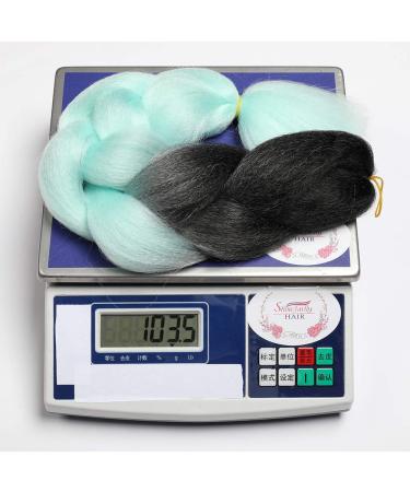 Showjarlly Kanecalon 24 Ombre Jumbo Braid Extensions - Black/Light Green - 3 Pack Kanecalon Hair Braids for International Shipping - Buy Online on GoSupps.com