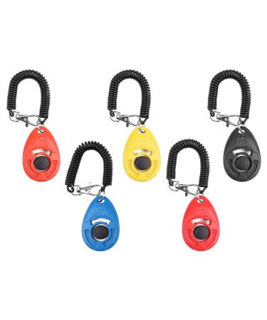 Oyefly dogs clicker clicker with a big button 5 pieces of dogs click for dog training dog education also for cats horses (5 colors)
