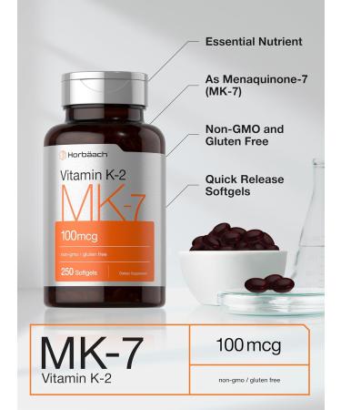 Horb ach Vitamin K2 MK7 100mcg | 250 Softgels | Non-GMO Gluten Free Supplement - Buy Online on GoSupps.com