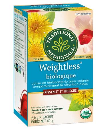Traditional Medicinals - Organic Weightless Dandelion Hibiscus Herbal Tea (Pack of 1) - Relieves Temporary Water Retention - Fair Trade Ingredients - 16 Tea Bags Total 20 Count (Pack of 1) Weightless Dandelion Hibiscus Herbal Tea