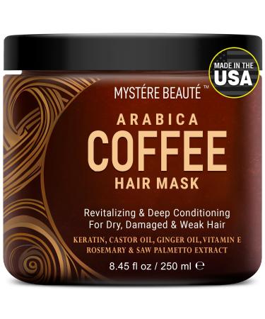 Arabica Coffee Hair Mask for Dry Damaged Hair with Keratin Castor Oil and Saw Palmetto Extract- Revitalizing and Deep Conditioning Hair Masque for All Hair- 8.45 fl oz
