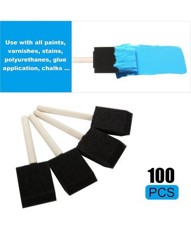 100 Pack 2 inch Foam Brush Sponge Wood Handle Paint Brush Foam Sponge Brush for Acrylics  Stains  Varnishes  Crafts - Buy Online on GoSupps.com