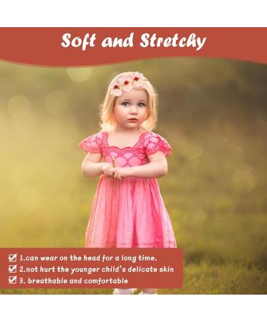 Baby Girl Headband 3Pcs Floral Nylon Lace Hairbands - Pink, White, Orange - Buy Online on GoSupps.com