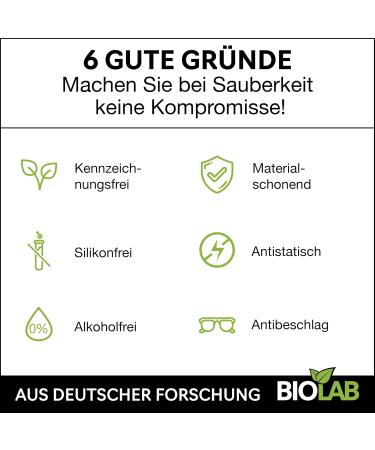 Biolab Organic Glasses Cleaner - 350 ml Savings Pack (100 ml Spray + 250 ml Refill) | Alcohol-Free Silicone-Free Perfect for Glasses & Display Cleaning - Buy Online on GoSupps.com