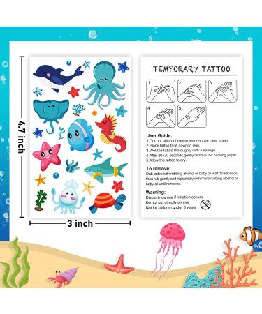 Undersea Glow Temporary Tattoos for Kids - 170 Styles, Ocean Beach Party Decorations - 12 Sheets - Buy Online on GoSupps.com