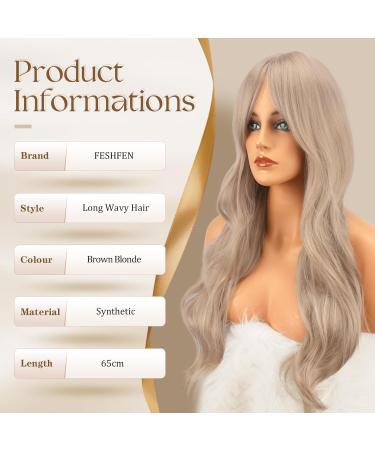 Shop Fine Ashblonde Long Curly Wigs with Ponytail - 65 cm Synthetic Party & Cosplay Hair for Women - Buy Online on GoSupps.com