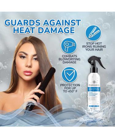BELLISSO Biotin Heat Protectant Spray with Moroccan Argan Oil - Leave-in Deep Conditioner for Dry Damaged Hair - Buy Online on GoSupps.com