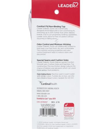 Leader Diabetic Ankle Socks - White Large (1 Pair) | Comfort & Support for Diabetes - Buy Online on GoSupps.com
