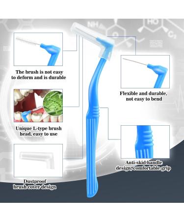 20 Interdental Brushes - L-Shaped Toothbrushes for Between Teeth | Non-Slip Handle | Orange Blue White Pink - Ideal for Effective Tooth Cleaning - Buy Online on GoSupps.com