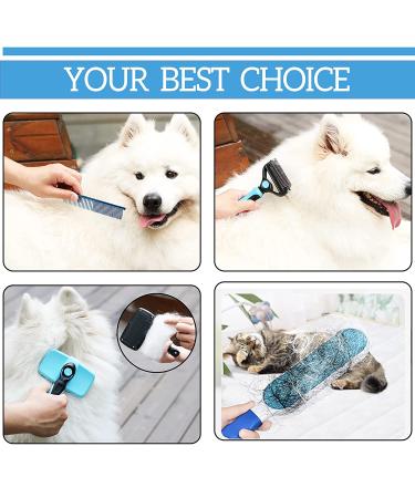 Pet Hair Remover Brush Bundle - Deshedding Brush, Undercoat Rake, Slicker Brush, Stainless Steel Comb - Dog and Cat Grooming Tool Set for Long, Medium, Short Hair - Blue - Buy Online on GoSupps.com