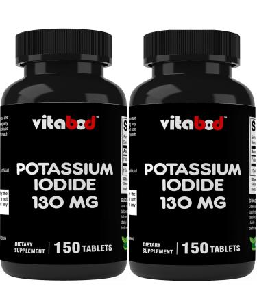 2 Pack Potassium Iodide Tablets 130 mg - Total 300 Tablets - Ki Pills - Potassium Iodine Pills YODO Naciente