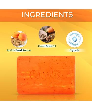 CAROT S Exfoliating Soap 200g/7.1 oz - Skin Brightening & Moisturizing Bar with Carrot Oil & Vitamin A - Buy Online on GoSupps.com