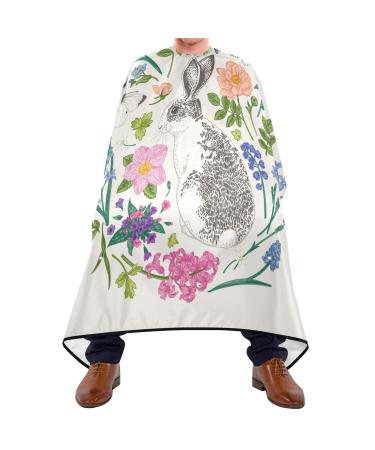 Waterproof Barber Cape -Flower and Bunny Cheetah Haircut Bib for Men Unisex Hair Cutting Cape(8rp1a)
