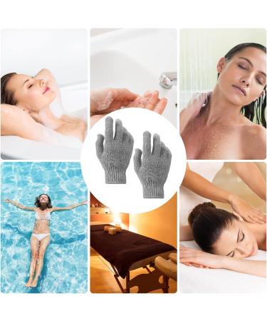 Sibba Natural Loofah Bath Gloves - Exfoliating Shower Gloves for Dead Skin Removal - Double Sided Microfibre Body Scrubbing Gloves - Grey - Buy Online on GoSupps.com