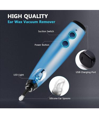 Rotatable Ear Wax Vacuum Cleaner with Suction | Electric Ear Cleaning Massage Kit for Adults & Kids - Denim Blue - Buy Online on GoSupps.com