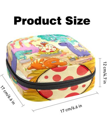 Javenproeqt Portable Women's Binding Bags | Menstrual Cup Pocket & Pads for Teens | Colorful Dinosaur Cartoon Design - Buy Online on GoSupps.com