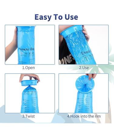 200 Disposable Vomit Bags 1000ml - Blue Nausea Bags for Travel, Motion Sickness, Pregnancy - Leak Resistant Emesis Bags - Aircraft & Car Sickness Bag - Barf Bags for Patients & Kids - Buy Online on GoSupps.com