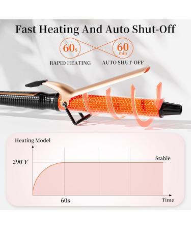 Svoky 32mm Tourmaline Ceramic Curling Tongs for Short to Long Hair - 1.25 Large Barrel Curling Iron with 5 Temp Settings, Dual Voltage - Champagne Gold - Buy Online on GoSupps.com