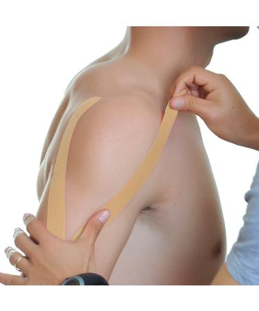 JB Kinesiology Tape PreCut Rolls - 4 Pack of Elastic I-Strips 2 X 10 - Water Resistant, Latex Free Tape for Joint & Muscle Pain Relief. Includes Bonus Scissors - Beige - Buy Online on GoSupps.com