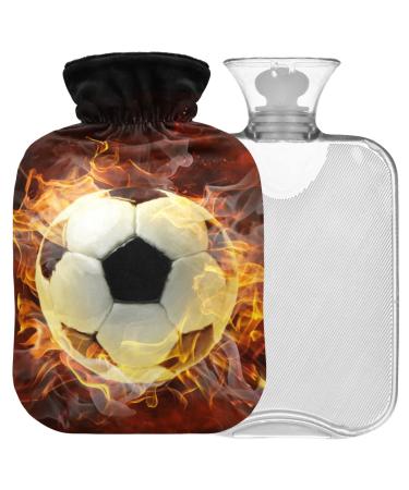 Naanle flamy soccer football hot water bottle with reference transparent hot water bottle 1l heat bottle for bed hand feet warmer pain relief heat and cold therapy