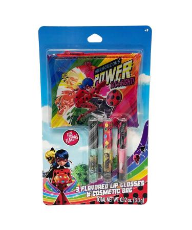 Taste Beauty Miraculous 3-Piece Flavored Lip Gloss and Cosmetic Bag Set