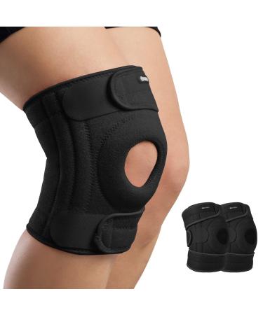 AVIDDA Knee Support with Open-Patella Design for Joint Pain Sports Injury Rehabilitation Adjustable Knee Brace for Men Woman with 3 Straps for Knee Circumference 1Pair Black(12.5" to 18.5") Size XS-M: 12.5" to 18.5" Black 1Pair