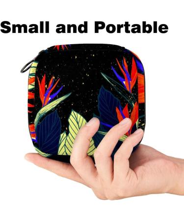 Menstruation Pad Bag with Zipper | Women's Napkin & Tampon Organizer | Black Floral & Tropical Designs - Buy Online on GoSupps.com