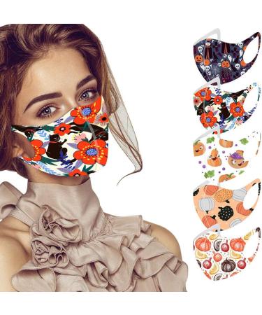 Yliquor 5pc Adult Halloween Mouth Mask for Protection Face and Nose Health Washable Earloop Mask Reusable Washable for Men Women Adults (5 PC C) - Buy Online on GoSupps.com