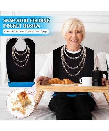 Buy Hzyiq Washable Bibs for Adults - Waterproof Eating Apron for Seniors & Disabled | Large Size with Collecting Bowl - Buy Online on GoSupps.com