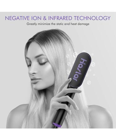Hastar Enhanced Negative Ion Hair Straightener Brush - 6 Temperature Modes, Fast Heating LED Hot Comb (Purple) - Buy Online on GoSupps.com