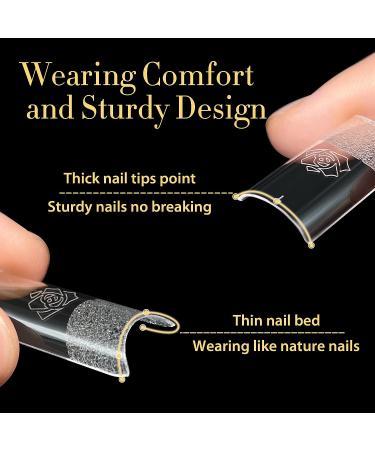 UNA GELLA Soft Gel Nail Tips Pre-file - 600 Square Gel Tips | Straight Square Fake Nails for Nail Extension - 12 Sizes Tapered Square, No C Curve - Home DIY Salon with Box - Buy Online on GoSupps.com
