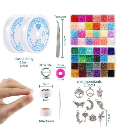 35000pcs 2mm Glass Seed Beads Jewelry Making Kit - Alphabet Beads Charms Pendants DIY Craft Set for Girls - Buy Online on GoSupps.com