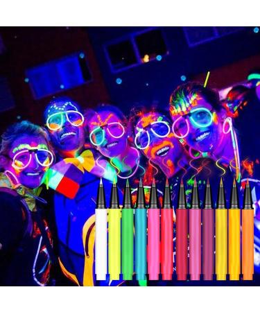 Glow Eye Liner 12 Colors High Pigmented Matte Colored Neon Eye Liners Pen | Waterproof Smudge-Proof Body Face Paint Makeup For Christmas - Buy Online on GoSupps.com
